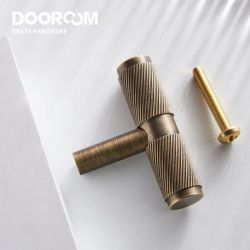 Dooroom-tiradores de muebles a rayas y remolino de latón, tiradores largos con barra en T, armario, vestidor, caja de zapatos, cajón, barra de vino, perillas de gabinete