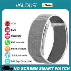 Pulsera Inteligente VALDUS VITRO ECG, Monitor de Ritmo Cardíaco y Presión Arterial, Resistente al Agua, Batería de Larga Duración, Fitness, SOS, Nuevo 2026, Sin Pantalla