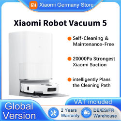 Versión Global Xiaomi Robot Vacuum 5 (actualización X20+) con control por voz inteligente, control por APP, succión Xiaomi de 20000Pa, planificación inteligente del recorrido de limpieza, limpiador