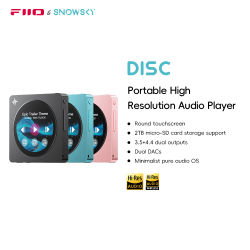 Reproductor de Música HiFi Portátil FIIO DISC, Reproductor DAC Dual con Salidas de 3.5mm y 4.4mm, Bluetooth 5.4 LDAC, Pantalla Táctil Redonda