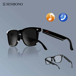 Gafas inteligentes SENBONO E13: lentes de sol polarizadas con filtrado de luz azul, micrófono y altavoces integrados de Audio, asistente de voz y táctil