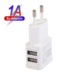 Adaptador de corriente USB Dual portátil de 5V, cargador de teléfono móvil, toma de corriente, adaptador de cargador inteligente de viaje a juego para teléfono inteligente