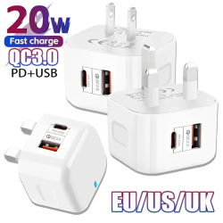 20W puertos duales tipo c USB C PD cargador de pared adaptadores de corriente de carga rápida