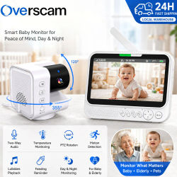 Monitor para Bebés de 7.0 Pulgadas con Audio Bidireccional, Visión Nocturna, Rotación PTZ, Detección de Movimiento, Videollamadas, Detección de Temperatura