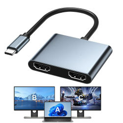 Adaptador de pantalla USB C a Dual 4K HD, convertidor compatible con tipo C a HDMI, Monitor extendido para portátil HP Lenovo Thunderbolt3/4
