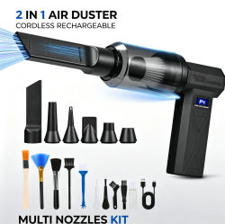 Aspiradora de mano inalámbrica multifuncional, soplador de aire 2 en 1, máquina de succión con pantalla digital de potencia, mini limpiador de polvo recargable por USB con juego completo de accesorios