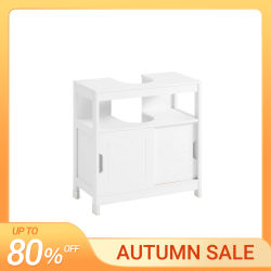 SoBuy FRG128-II Mueble de baño con lavabo, armario de baño con cojín para los pies, mueble de tocador