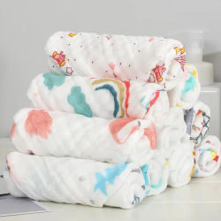 Lote de 5 Toallas de Muselina de Algodón de 6 Capas, Suaves para Bebés, Toallitas Faciales, Paños para Baño, Alimentación, Lavado de Cara, Paños para Regurgitar