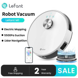 Robot Aspirador Lefant M1, 5500Pa de Succión Potente, Navegación Lidar, Mapeo Inteligente, Aspiradora Robótica Láser para Pelo de Mascotas