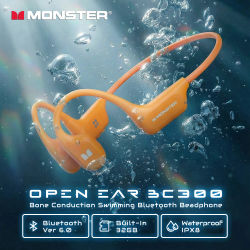 Auriculares Monster BC300 con Conducción Ósea, Bluetooth 6.0, Resistentes al Agua IPX8, Inalámbricos para Natación, con Gancho Deportivo y 32GB Integrados