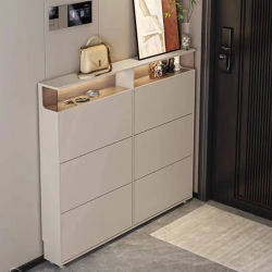 Zapatero de madera con puerta, organizador de almacenamiento de diseño de gran capacidad en capas, Zapatero de diseño de lujo, muebles modernos