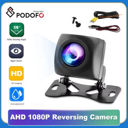 Podofo AHD cámara de visión trasera de coche HD Monitor de vídeo de estacionamiento inverso lente de visión nocturna de respaldo impermeable Cable de 6M