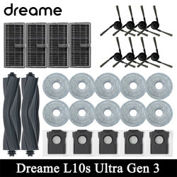 Accesorios para Robot Aspirador Dreame L10s Ultra Gen3: Cepillo Principal, Cepillo Lateral, Paño de Limpieza, Filtro HEPA, Bolsa para Polvo, Repuestos