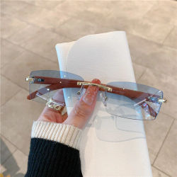KAMMPT gafas de sol sin montura para hombres y mujeres, diseño de madera, marca de lujo, gafas de sol Retro, gafas de sol de moda UV400 para viajes al aire libre