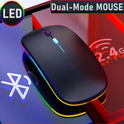 Ratón inalámbrico recargable con modos duales, compatible con Bluetooth, 2,4G, USB, para ordenador portátil, iPad, tableta, Notebook, ratón para juegos