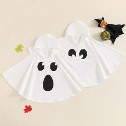 Disfraz infantil con capucha y estampado de fantasma, ropa de Cosplay, capa para bebés, niños y niñas, disfraz de carnaval, fiesta de disfraces