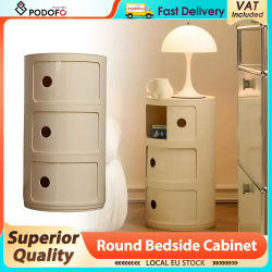 Podofo-mesa redonda de almacenamiento multicapa para dormitorio, mesita de noche de plástico nórdico, armario de almacenamiento, mesitas de noche portátiles, muebles