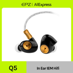 EPZ Q5 auriculares con cable HIFI cerámica carbono Nano bobina móvil IEM Monitor de oído MMCX Cable desmontable auriculares para juegos