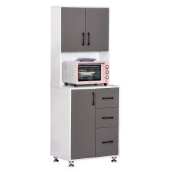 HOMCOM Mueble de cocina tipo buffet, armario de cocina, 3 puertas, 3 cajones y encimera, mueble de almacenaje para