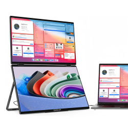 ZEUSLAP Monitor Dual plegable apilado de 15,6 pulgadas FHD 100% sRGB extensor de pantalla de ordenador portátil Monitor portátil para Windows Mac OS