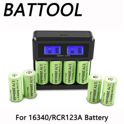 2800mAh recargable 3,7 V Li-ion 16340 baterías CR123A para linterna LED cargador de pared de viaje 16340 CR123A batería