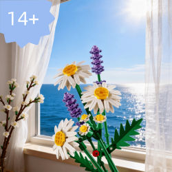 MOC Decoración del hogar 2026, nueva serie creativa de plantas, margarita blanca, juguete de construcción modular para ensamblar, regalo de cumpleaños para adultos