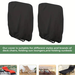 Funda para sillas plegables para exteriores, protección solar UV a prueba de polvo, cojín impermeable para silla reclinable, funda negra para muebles de 110x71cm