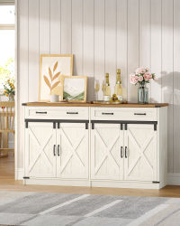 Mueble de Cocina, Aparador con 1 Cajón, Mueble de Almacenamiento con 2 Puertas, Estantes Ajustables, Estilo Rústico, Cocina