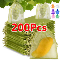 Bolsas de protección para uvas y frutas, bolsas para cultivo de plantas, bolsa de malla anti-pájaro para jardín, bolsas para verduras y fresas, herramientas de jardín, 10-200 Uds.