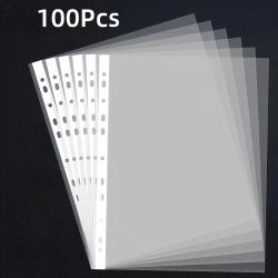 Carpetas de archivos de plástico transparente A4, 50/100 Uds., Compatible con carpetas de 3 anillas de 11 agujeros, fundas duraderas para documentos de PP para oficina, escuela, hogar