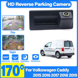 Cámara de visión trasera para manija de maletero, Monitor de estacionamiento inverso, CCD, HD, dorado, para Volkswagen Caddy 2015, 2016, 2017, 2018, 2019
