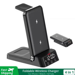 Soporte de cargador inalámbrico rápido de 30W para iPhone 15 14 13 12 11 Samsung Apple Watch Airpods Pro 3 en 1 estación de carga inalámbrica