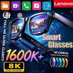 Gafas Inteligentes Inalámbricas Lenovo 1600MP 8K con IA, Gafas de Sol Bluetooth con Control Remoto, Táctiles, Grabación de Fotos, Asistente de Voz y Traductor