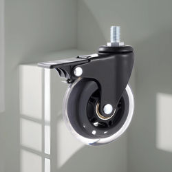 Ruedas giratorias de PU silenciosas universales/freno de 3 ", 5 uds., M6/M8/M10 para muebles, scooter, carrito, rueda de hielo de electroforesis
