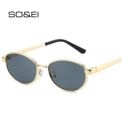 SO&EI Gafas de sol retro ovaladas de metal para mujer, gafas de sol de moda punk para hombre, UV400