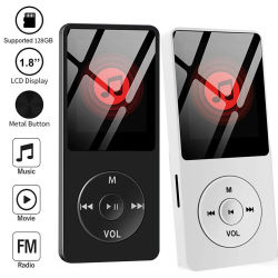 Reproductor MP3 MP4 Bluetooth 5,0, altavoz incorporado, reproductor de música portátil con pantalla de 1,8 pulgadas, compatible con TF con Radio FM, grabación de libros electrónicos