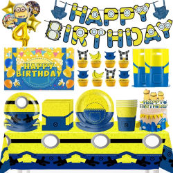 Globos de Cumpleaños M&Miniones, Decoración para Fiestas, Platos Amarillos con Diseño de Plátano, Adornos para Vasos, Servilletas, Mantel, Artículos para Fiestas Infantiles, Baby Shower