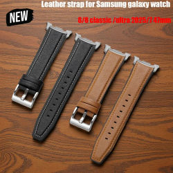 Correa híbrida de silicona de cuero para Samsung Galaxy Watch 8 40/44mm 8 Classic 46 Smartwatch Band para Galaxy Watch Ultra 2025 47mm