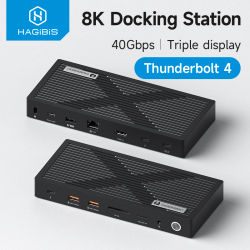 Hagibis Thunderbolt 4 Hub con monitor dual Base de pantalla 8K/4K Estación de acoplamiento de 40 Gbps Certificado Thunderbolt para Macbook Windows