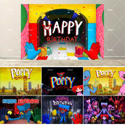 Decoración para Fiestas de Cumpleaños Infantiles con Diseño de P&Poppy-Playtimes, Pancarta para Baby Shower, Decoración para Festivales de Terror, Regalo