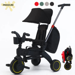 PANGDUBE Cochecito plegable 3 en 1, bicicleta para niños pequeños, triciclo para niños, triciclo de viaje con capota y cesta, cochecito ligero para niños de 1 a 5 años, cochecito portátil para bebés