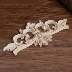 Apliques y incrustaciones de madera, muebles naturales, puerta de pared, tallado en madera, marco decorativo de figuras de madera de flores largas