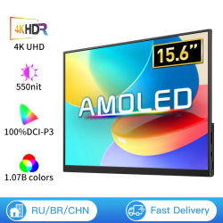 Monitor portátil OLED 4K de 15,6 pulgadas, Monitor de juegos externo Compatible con USB-C de 550Nit y HDMI para Xbox Switch, portátil, Macbook y teléfono