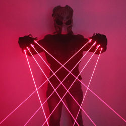 Guantes láser rojos de 650nm, 4 Uds., cañón láser de haz grande de un solo punto, luz de palma, traje de Robot LED para DJ, Bar, Club, fiesta y espectáculo
