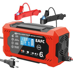 Cargador inteligente de batería de coche y motocicleta, unidad de carga, reparación de batería de plomo-ácido, pantalla LCD, 6A, 12V, 8A, 12V