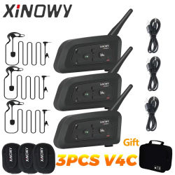 XiNOWy 3 uds V4C árbitro de fútbol intercomunicador auriculares 3 usuarios 1200M Full Duplex Bluetooth auriculares interfono para conferencias de fútbol