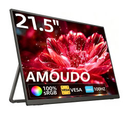 Monitor Portátil Amoudo de 21,5 Pulgadas, 1080P, 100Hz, Segundo Monitor Compatible con VESA, Pantalla Ancha