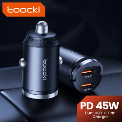 Toocki 45W USB tipo C cargador de coche de puertos duales carga rápida 3,0 FCP SCP para iPhone Xiaomi Huawei Samsung cargador de coche de carga rápida