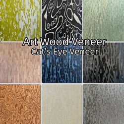 Hojas de chapa de madera de ojo de gato multicolor, 250x58cm, para manualidades DIY, diseño de interiores, muebles decorativos, paneles de creación artística de pared