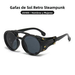 Gafas de sol Retro Steampunk para hombres y mujeres, gafas de sol redondas Punk UV400, gafas Vintage, gafas de sol de cuero, gafas deportivas para exteriores